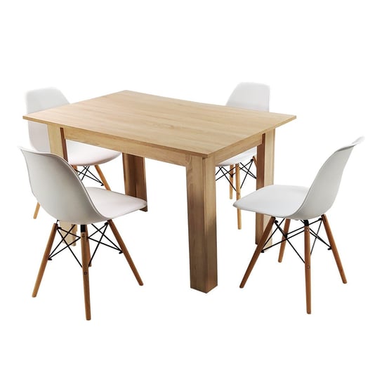 Zestaw stół Modern 120 sonoma i 4 krzesła Milano białe BMDesign