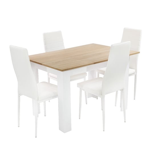 Zestaw Stół Modern 120 Sw I 4 Białe Krzesła Nicea BMDesign
