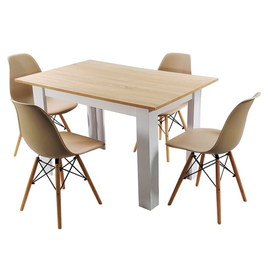 Zestaw stół Modern 120 SW i 4 krzesła Milano beżowe BMDesign