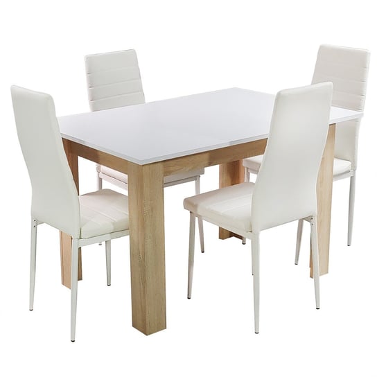 Zestaw Stół Modern 120 Ws I 4 Białe Krzesła Nicea BMDesign