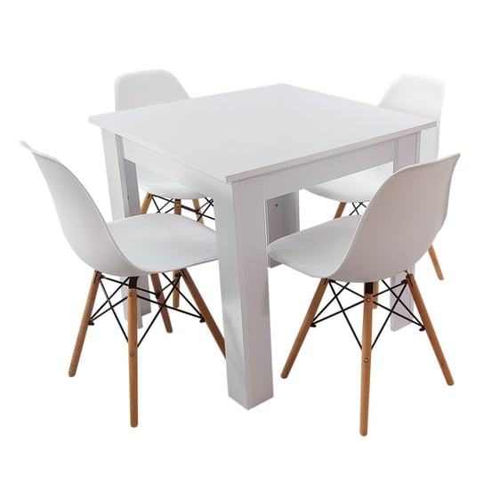 Zestaw stół Modern 80 biały i 4 krzesła Milano białe BMDesign