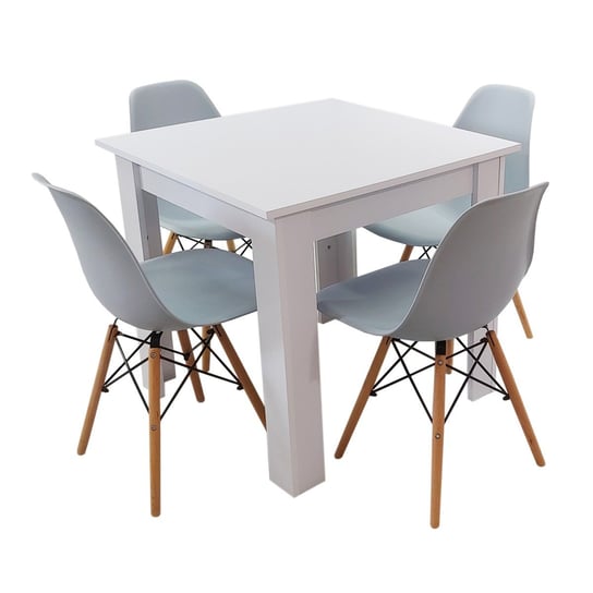Zestaw stół Modern 80 biały i 4 krzesła Milano szare BMDesign