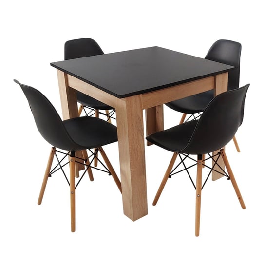 Zestaw stół Modern 80 BS i 4 krzesła Milano czarne BMDesign