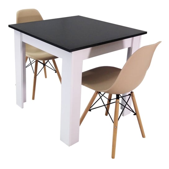 Zestaw stół Modern 80 BW i 2 krzesła Milano beżowe BMDesign