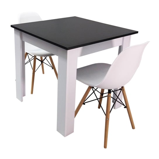 Zestaw stół Modern 80 BW i 2 krzesła Milano białe BMDesign