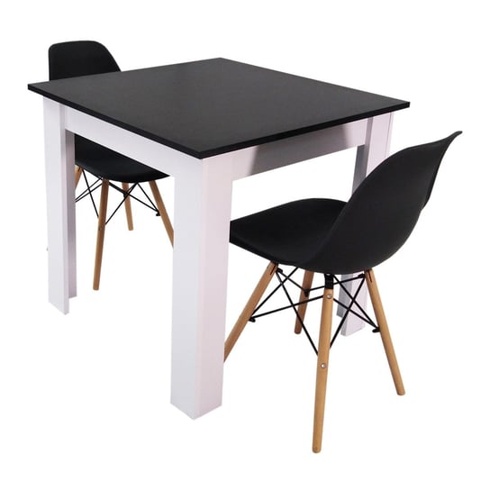 Zestaw stół Modern 80 BW i 2 krzesła Milano czarne BMDesign