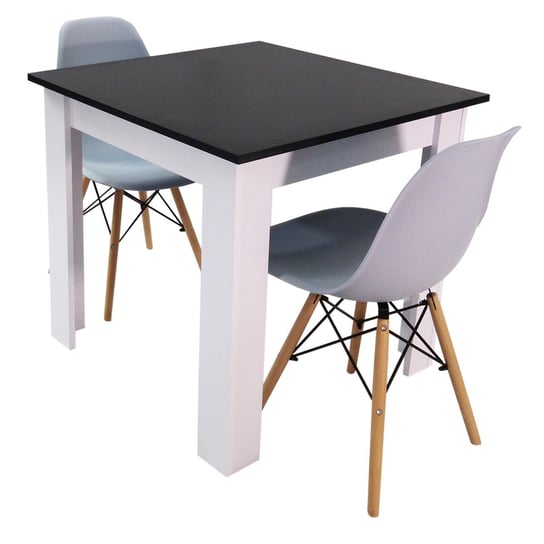 Zestaw stół Modern 80 BW i 2 krzesła Milano szare BMDesign