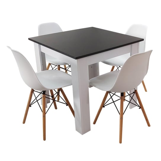 Zestaw stół Modern 80 BW i 4 krzesła Milano białe BMDesign