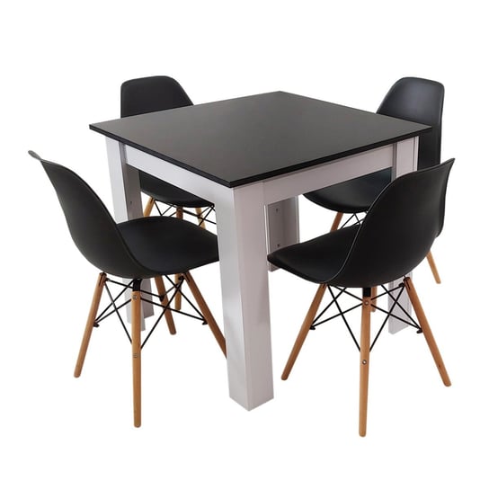Zestaw stół Modern 80 BW i 4 krzesła Milano czarne BMDesign