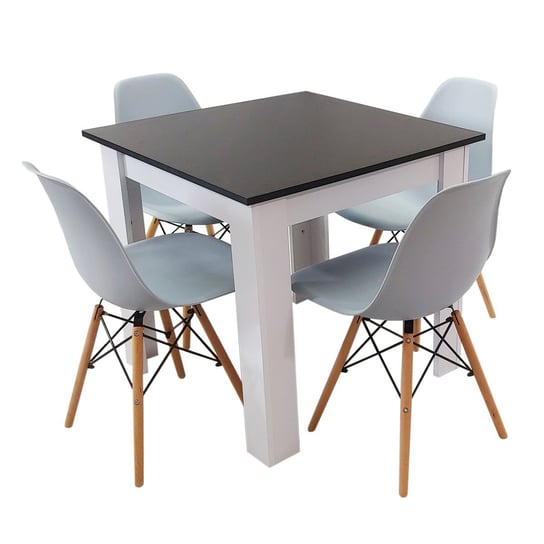 Zestaw stół Modern 80 BW i 4 krzesła Milano szare BMDesign