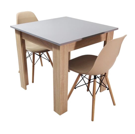 Zestaw stół Modern 80 GS i 2 krzesła Milano beżowe BMDesign