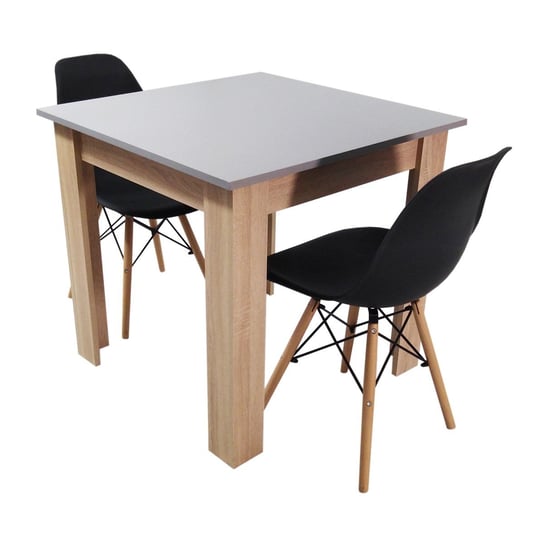 Zestaw stół Modern 80 GS i 2 krzesła Milano czarne BMDesign