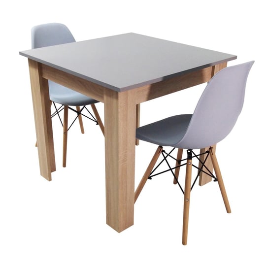 Zestaw stół Modern 80 GS i 2 krzesła Milano szare BMDesign