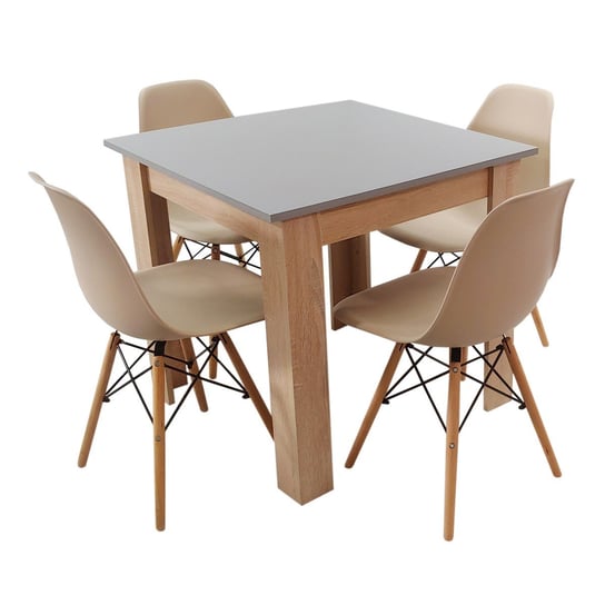 Zestaw stół Modern 80 GS i 4 krzesła Milano beżowe BMDesign