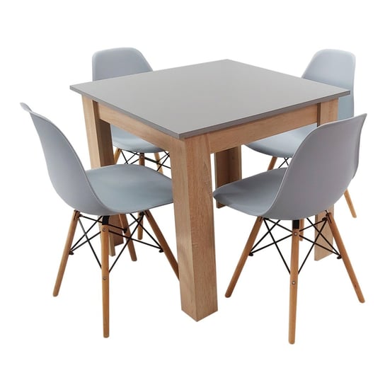 Zestaw stół Modern 80 GS i 4 krzesła Milano szare BMDesign