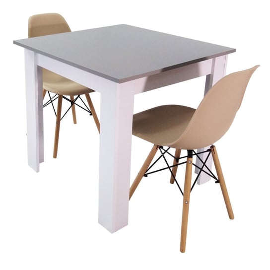Zestaw stół Modern 80 GW i 2 krzesła Milano beżowe BMDesign