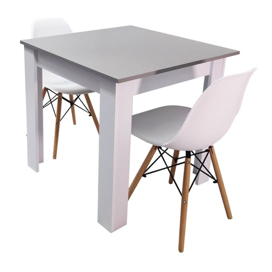 Zestaw stół Modern 80 GW i 2 krzesła Milano białe BMDesign