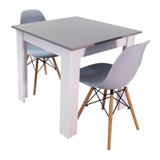 Zestaw stół Modern 80 GW i 2 krzesła Milano szare BMDesign
