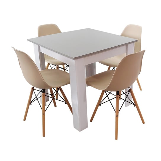 Zestaw stół Modern 80 GW i 4 krzesła Milano beżowe BMDesign