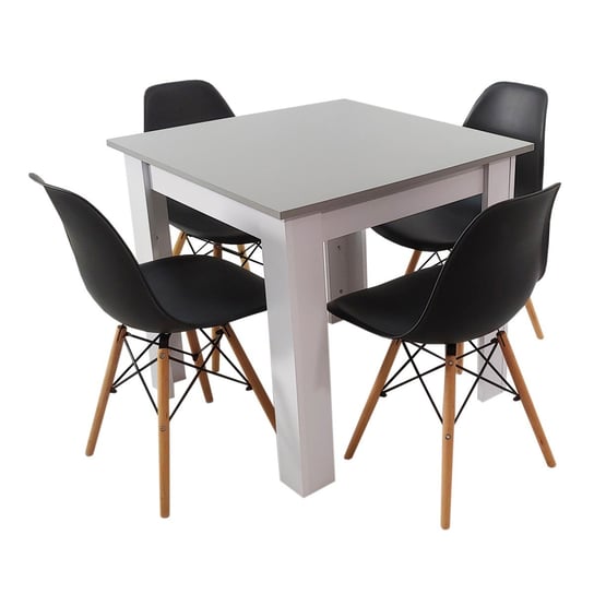Zestaw stół Modern 80 GW i 4 krzesła Milano czarne BMDesign