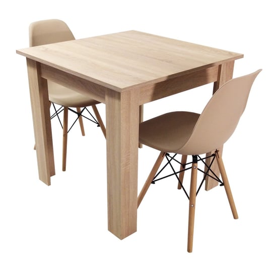 Zestaw stół Modern 80 sonoma i 2 krzesła Milano beżowe BMDesign