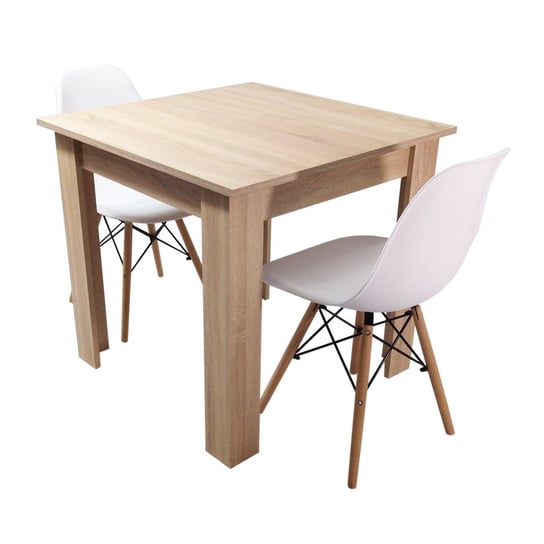 Zestaw stół Modern 80 sonoma i 2 krzesła Milano białe BMDesign
