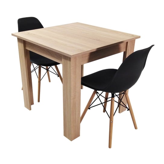 Zestaw stół Modern 80 sonoma i 2 krzesła Milano czarne BMDesign