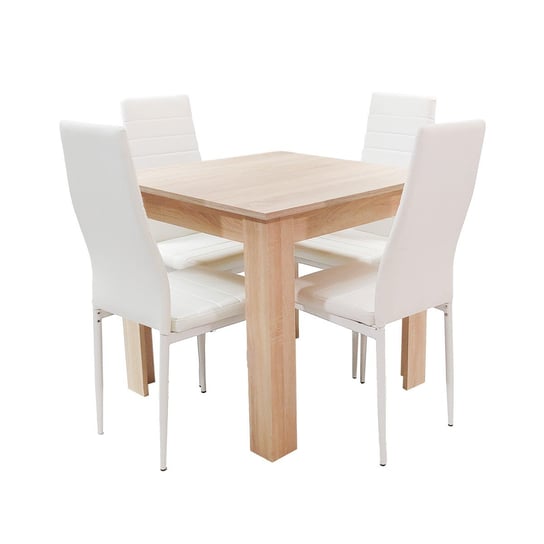 Zestaw Stół Modern 80 Sonoma I 4 Białe Krzesła Nicea BMDesign