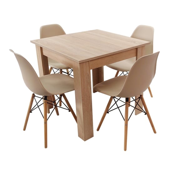 Zestaw stół Modern 80 sonoma i 4 krzesła Milano beżowe BMDesign