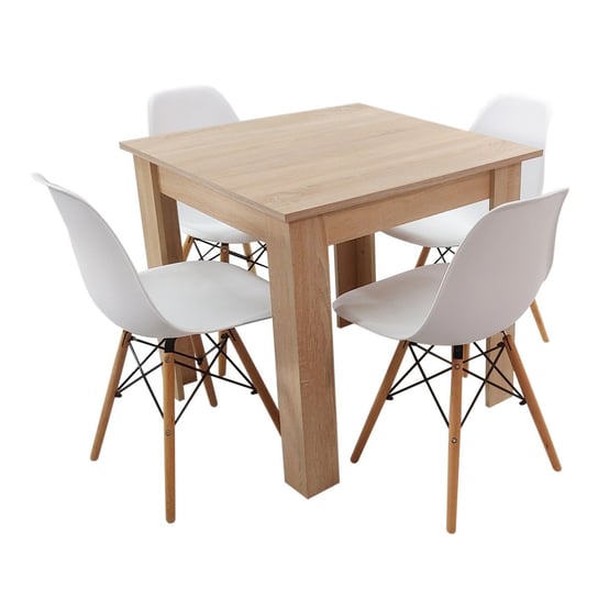 Zestaw stół Modern 80 sonoma i 4 krzesła Milano białe BMDesign