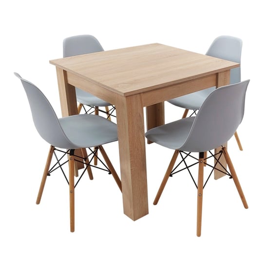 Zestaw stół Modern 80 Sonoma i 4 krzesła Milano szare BMDesign