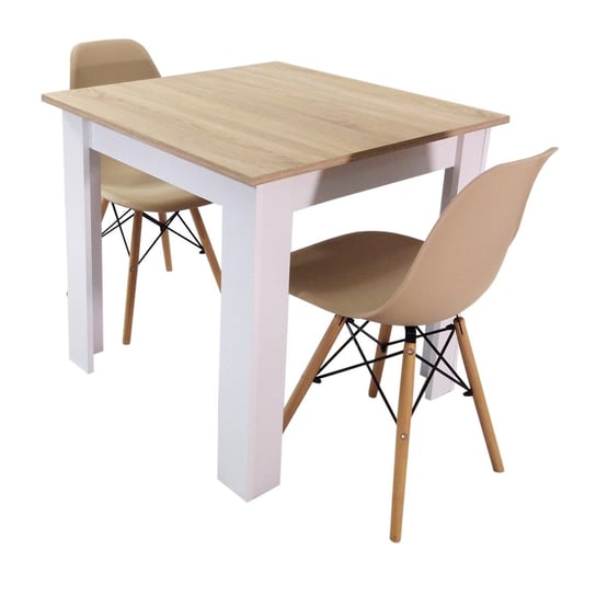 Zestaw stół Modern 80 SW i 2 krzesła Milano beżowe BMDesign