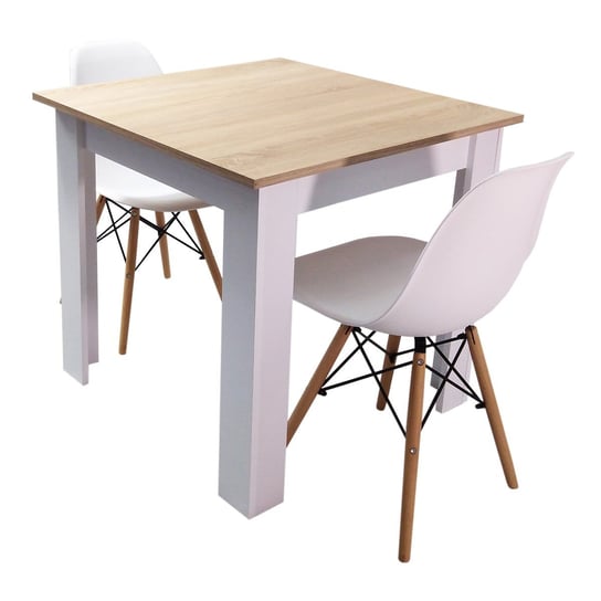 Zestaw stół Modern 80 SW i 2 krzesła Milano białe BMDesign