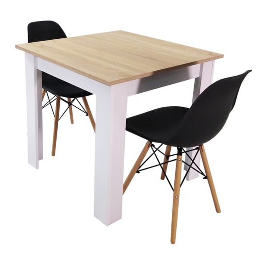 Zestaw stół Modern 80 SW i 2 krzesła Milano czarne BMDesign