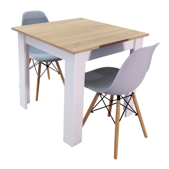 Zestaw stół Modern 80 SW i 2 krzesła Milano szare BMDesign