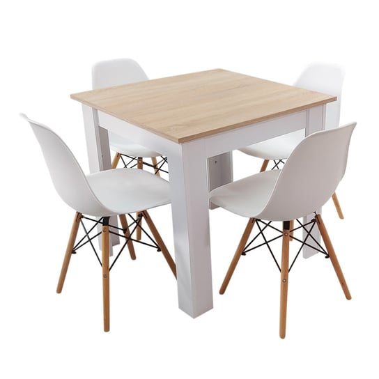 Zestaw stół Modern 80 SW i 4 krzesła Milano białe BMDesign