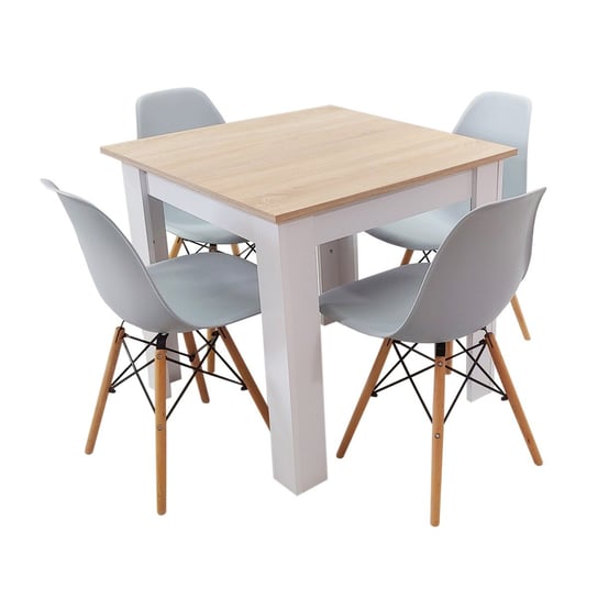 Zestaw stół Modern 80 SW i 4 krzesła Milano szare BMDesign