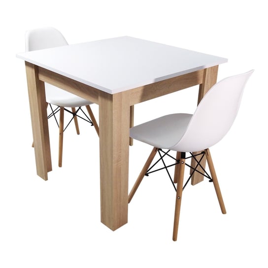 Zestaw stół Modern 80 WS i 2 krzesła Milano białe BMDesign