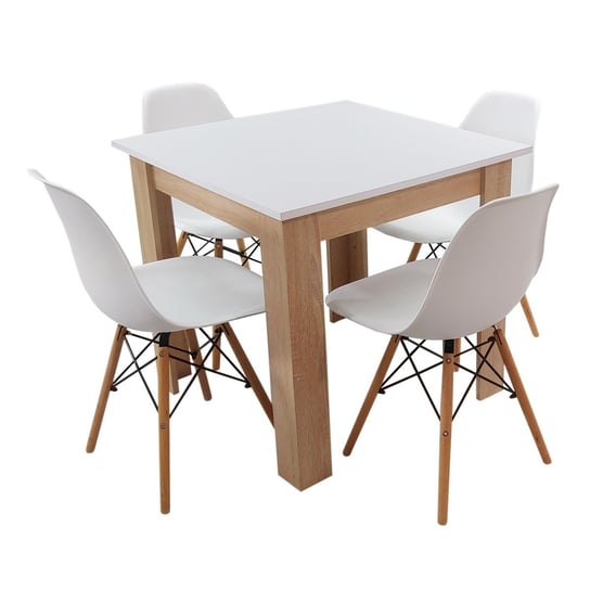 Zestaw stół Modern 80 WS i 4 krzesła Milano białe BMDesign