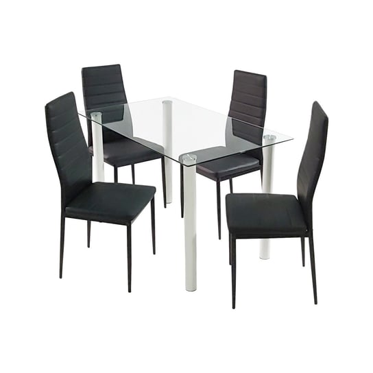 Zestaw stół Nicea biały i 4 krzesła Nicea czarne BMDesign