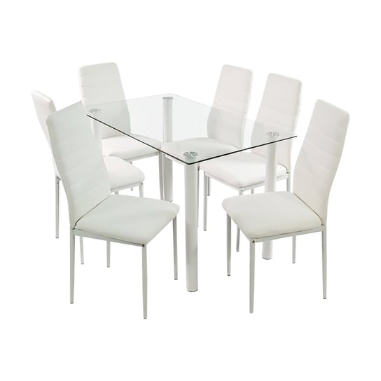 Zestaw stół Nicea biały i 6 krzeseł Nicea białych BMDesign