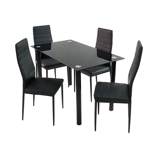 Zestaw stół Nicea czarny i 4 krzesła Nicea czarne BMDesign