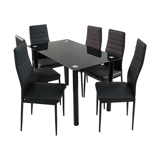 Zestaw stół Nicea czarny i 6 krzeseł Nicea czarne BMDesign