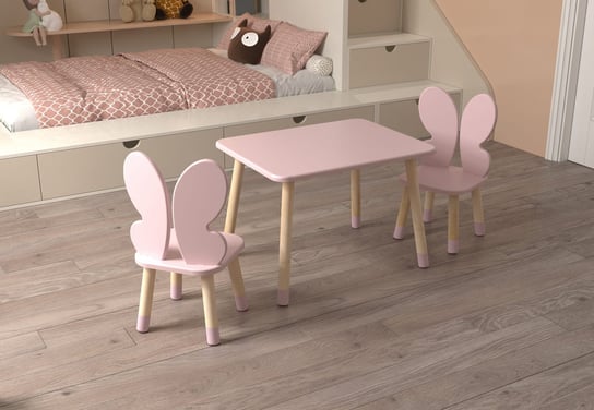 Zestaw Stolik I Krzesło Dla Dziecka W Kształcie Skrzydełek Motylka - Różowy [Wariant Produktu: Stolik I Krzesło] Dekormanda