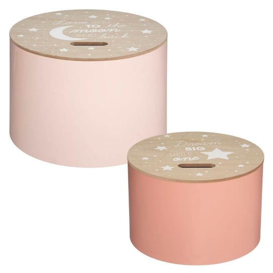 Zestaw stolików do pokoju dziecięcego, 2 szt., różowe, Ø 35 cm Atmosphera for kids