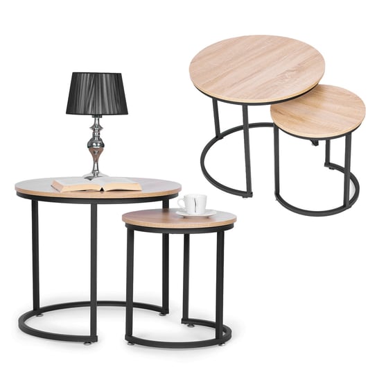Zestaw stolików kawowych 2 szt. okrągłe lofotwy design ModernHome