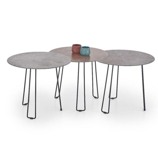 Zestaw stolików kawowych STYLE FURNITURE Trois, brązowy Style Furniture