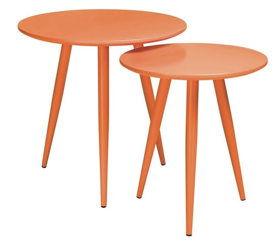 Zestaw stolików LEO pomarańczowe - MDF, metal King Home