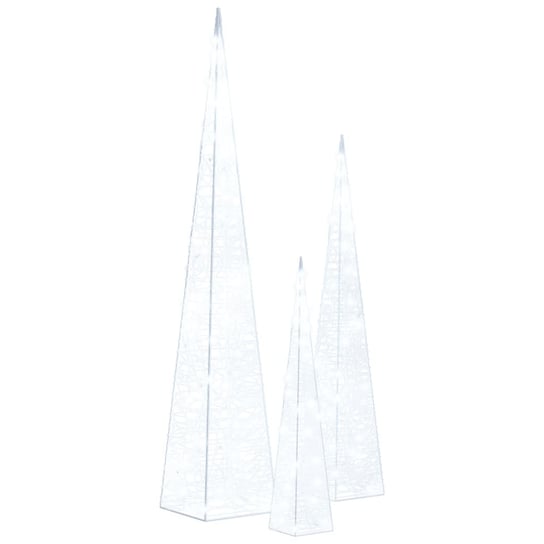 Zestaw stożków LED 30/45/60 cm, zimny biały Inna marka