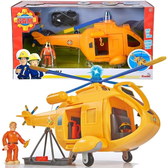 Zestaw Strażak Sam Żółty Helikopter ratunkowy Wallaby 2 światło dźwięk + figurka i akcesoria 3+ Simba Strażak Sam